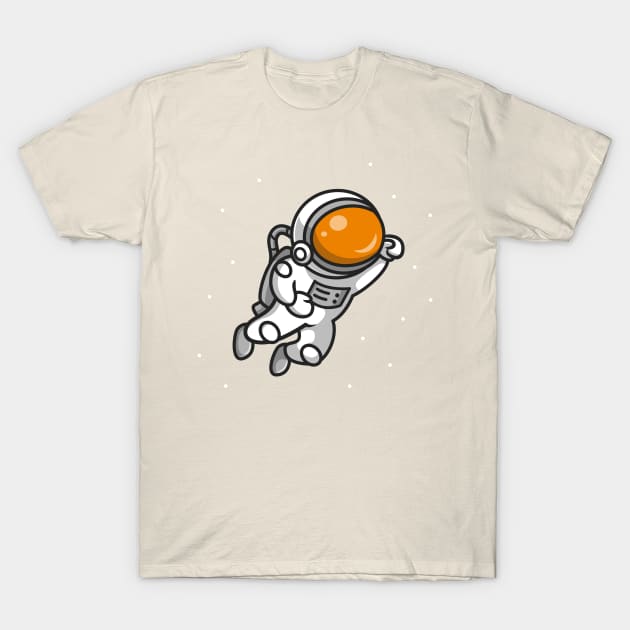 Cute Astronaut Flying In Space Cartoon T-Shirt by Catalyst Labs